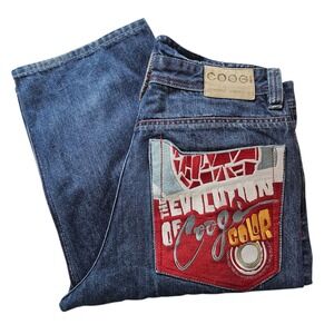 COOGI Australian Denim Jeans Men's‎ W38 L34 Evolution Of Color Embroidered Baggy